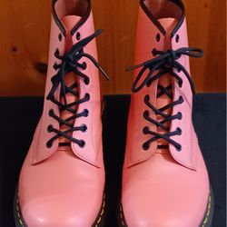 Doc Martens 1460 Smooth Acid Pink Leather Combat Boots Women's Size 12 Men's 11