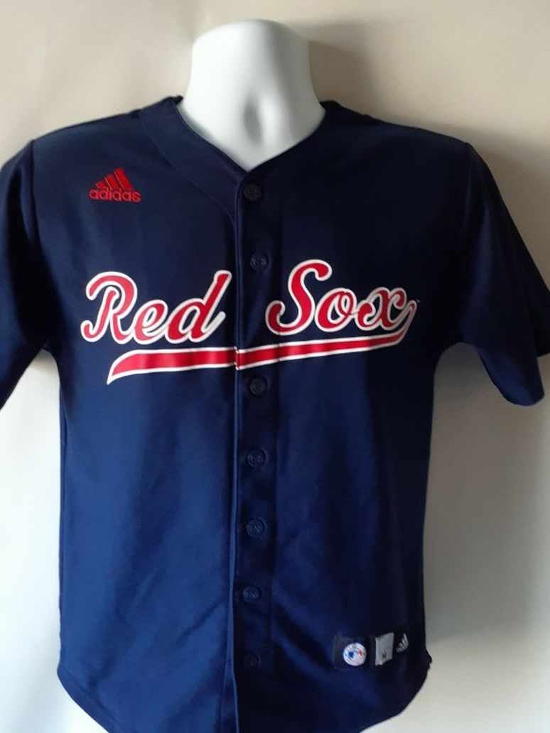 Adidas Boston Red Sox boys navy blue button-up jersey size M (10-12)