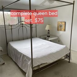 Queen Bed : Frame And Box Spring Only NO MATTRESS