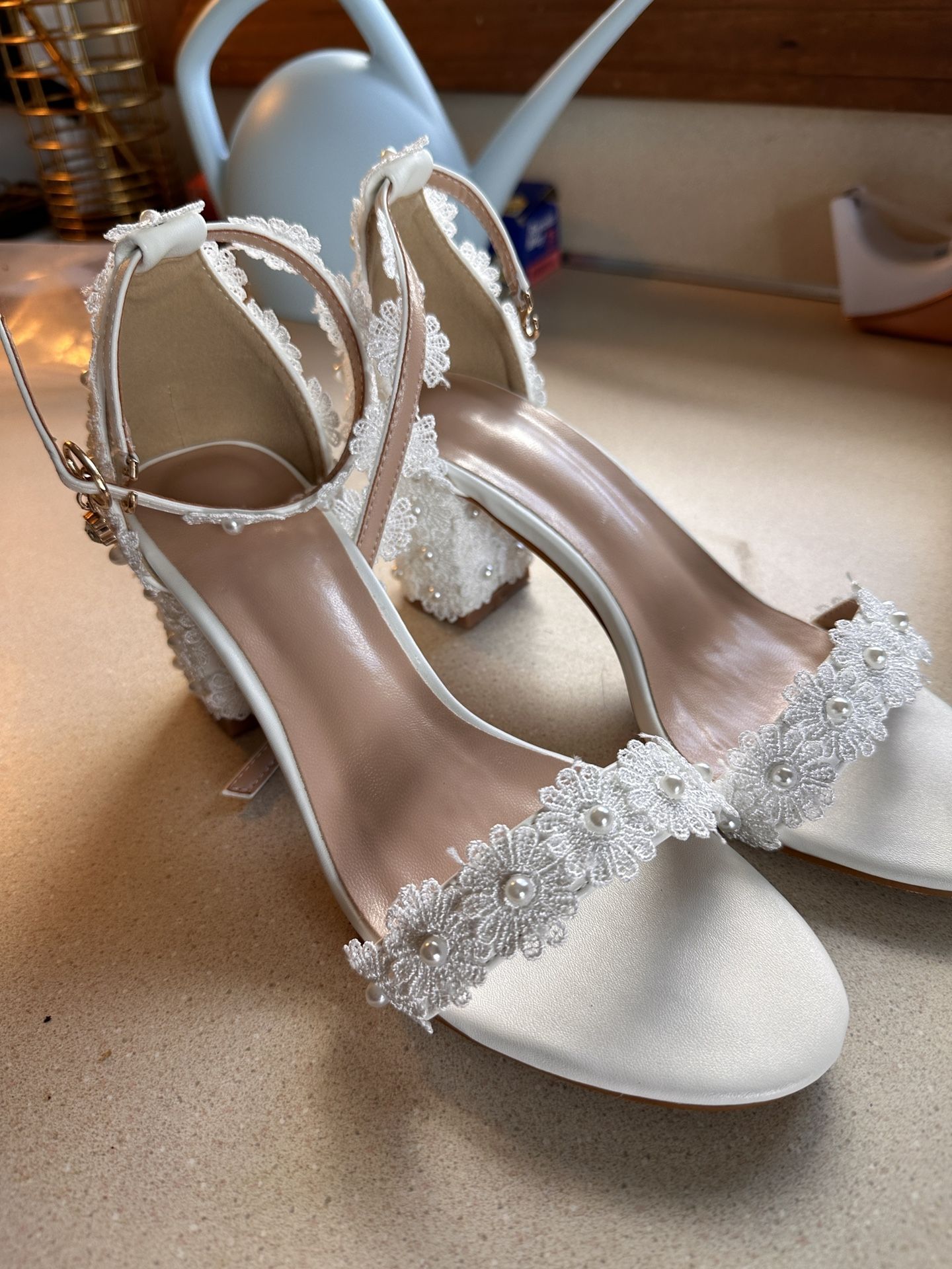 Pearl And Floral Heels