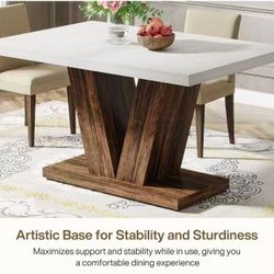 JW0669 47" Dining Table, Wooden Kitchen Dinner Table with Heavy Duty Pedestal No chairs 