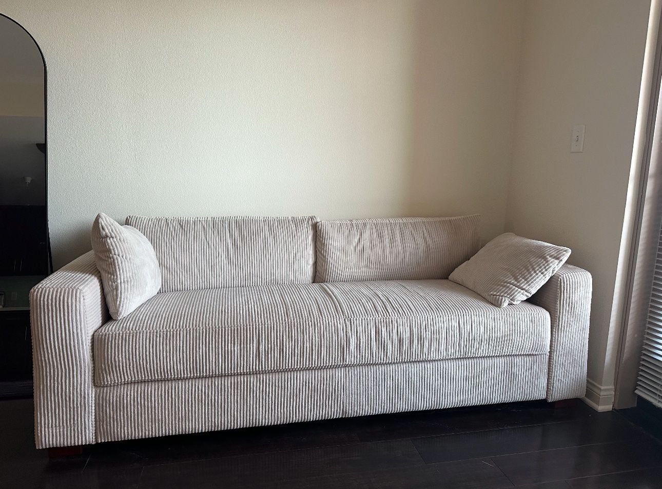 3 Seater Floor Sofa with Soft Corduroy Upholstered