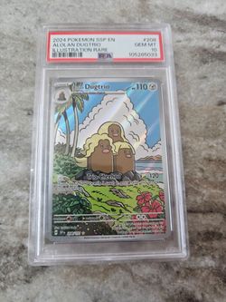 Pokemon Alolan Dugtrio Surging Sparks Illustration Rare #208 PSA 10 Gem Mint