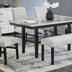 Faux Marble Dining Set With A Bench 6 Pc Sale Ends 12/31/2025