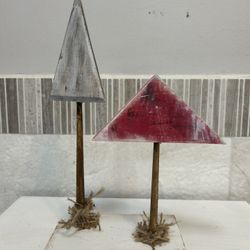 Fabulous Wooden Trees Hand Crafted, Freshly Painted And Distressed 