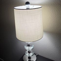 Elegant Table Lamp with Crystal Accents and Beige Shade