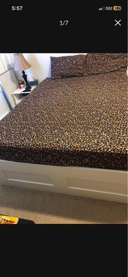 IKEA Brimnes White Wood Bed Frame