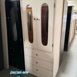 White Closet Tall Wardrobe With Mirror New Ropero Blanco 