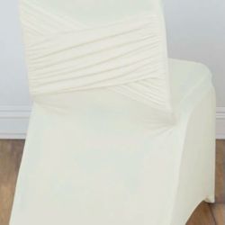 Spandex Ivory Chair Covers and Crisscross Bows