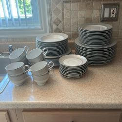 Mikasa White With Silver Set 