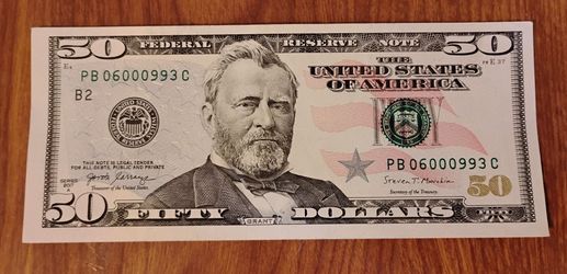 USA America fancy serial number $50 bill banknote currency