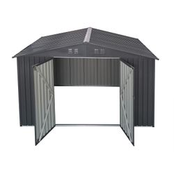 Outdoor Sheds 6FT x 8FT & Outdoor Storage Clearance, Metal Anti-Corrosion Utility Tool House with Lockable Door & Shutter Vents, Waterproof Storage Ga