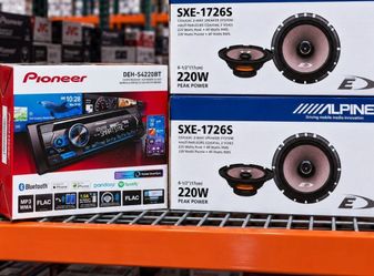 Pioneer DEH-S4220BT Bluetooth CD USB Am Fm Radio Single Din Stereo Alpine SXE-1726S Car Speakers 6 1/2" 2-Way Coaxial Speaker System 440 Watt Package