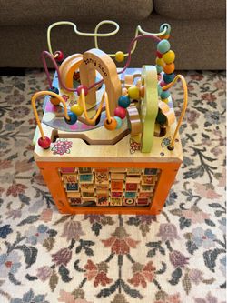 B. Toys Zany Zoo Wooden Activity Cube - Excellent Condition
