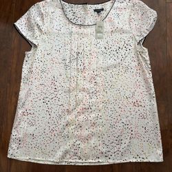 BRAND NEW Ann Taylor White Speckled Blouse