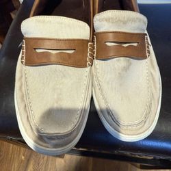 Cole Haan Un Anchored Beige And Tan Loafers Slip Ons 8.5 Size