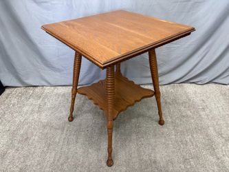 Vintage Victorian 2-Tier Bobbin Leg Square Parlor Table