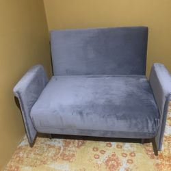 Grey Suede Foldable sofa Bed