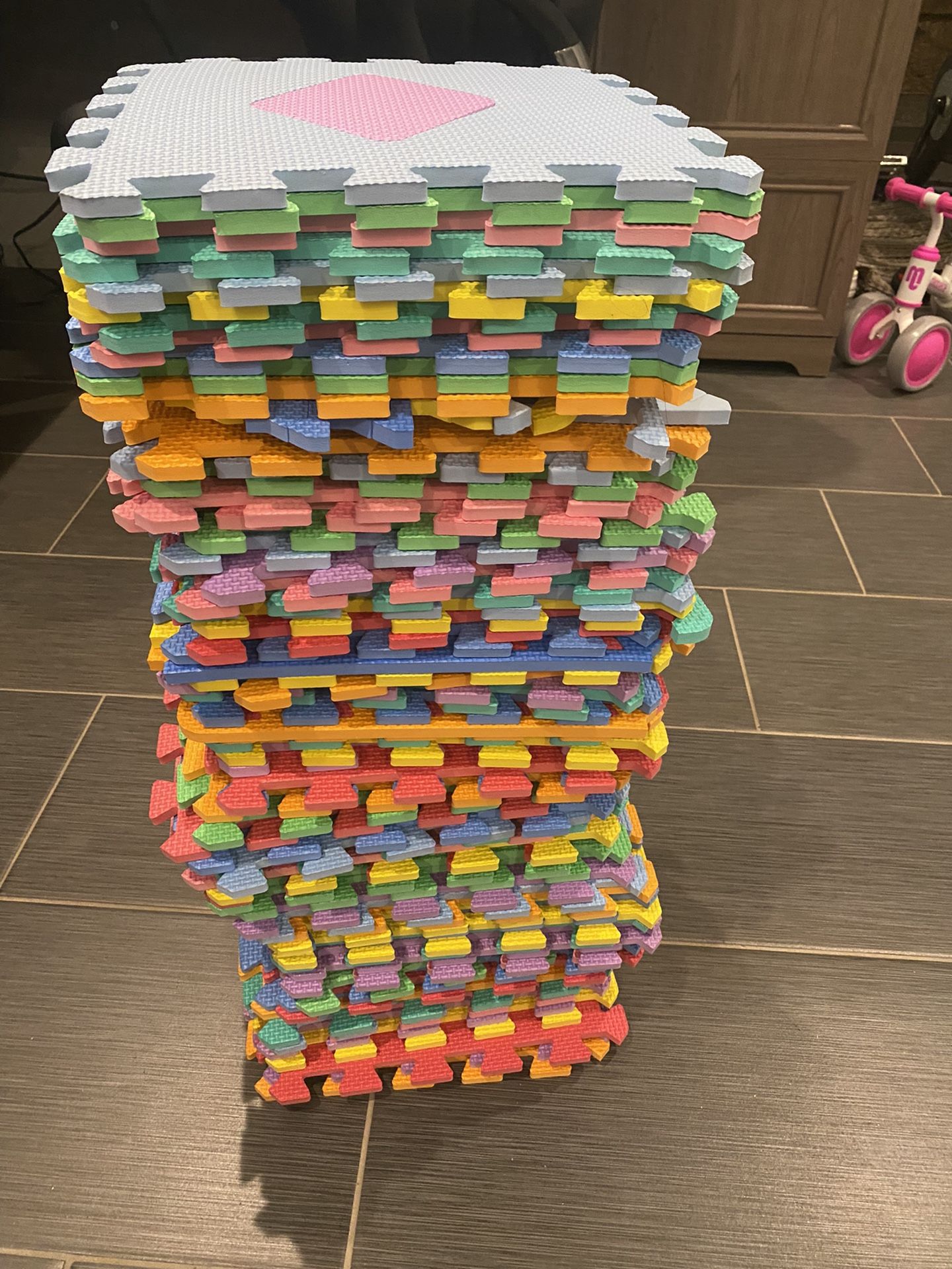 ProSource Kids Foam Puzzle Floor Play Mats with Shapes & Colors or