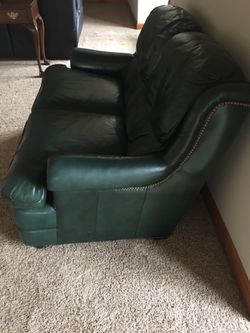 Emerald Green Leather Love Seat