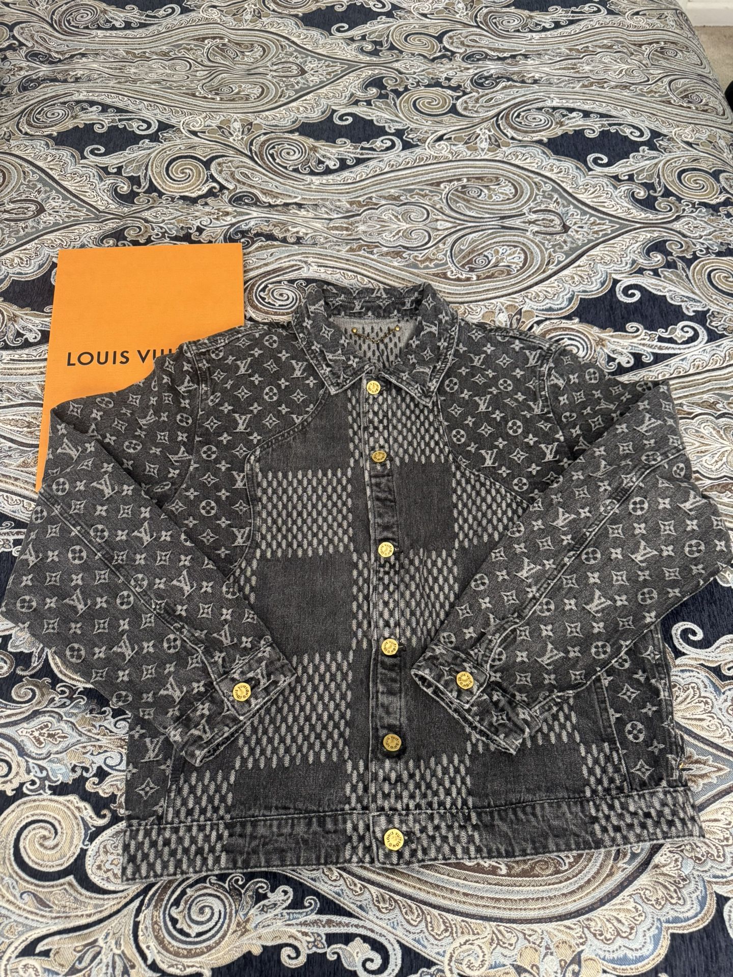 Louis Vuitton Black Damier Jean Jacket Size 56