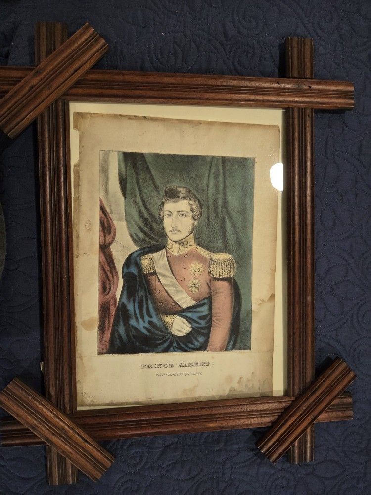Antique Frame Currier and Ives Prince Albert Original Lithograph Print