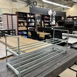 SONGMICS 2-Tier Shoe Rack Shoe Organizer Metal Storage Shelf - Gray