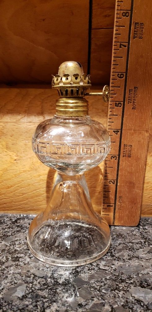 Miniature Kerosene oil Lamp Grecian Greek Key