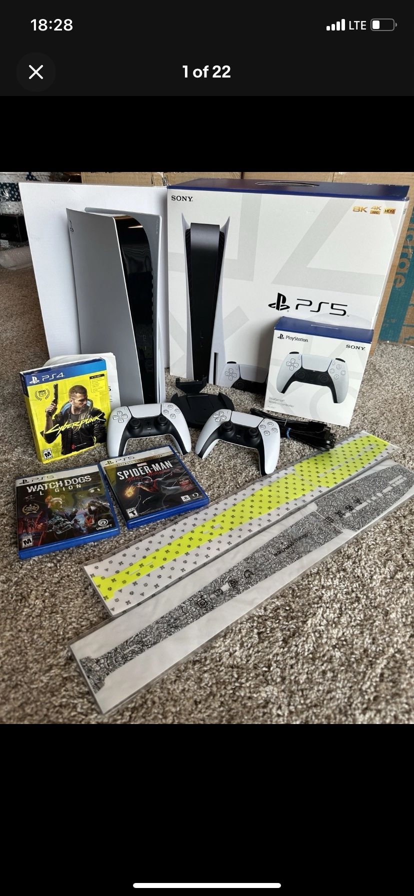 Sony PS5 Blu-Ray (Disc) Edition Console - White - 3 Game Bundle CyberPunk 2077