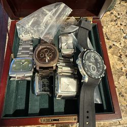 ASSORTED WATCHES AND WATCH BOX