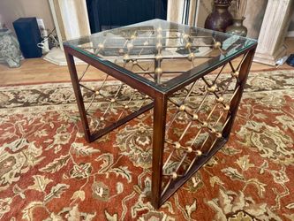 Art deco style Glass Top Metal End Table