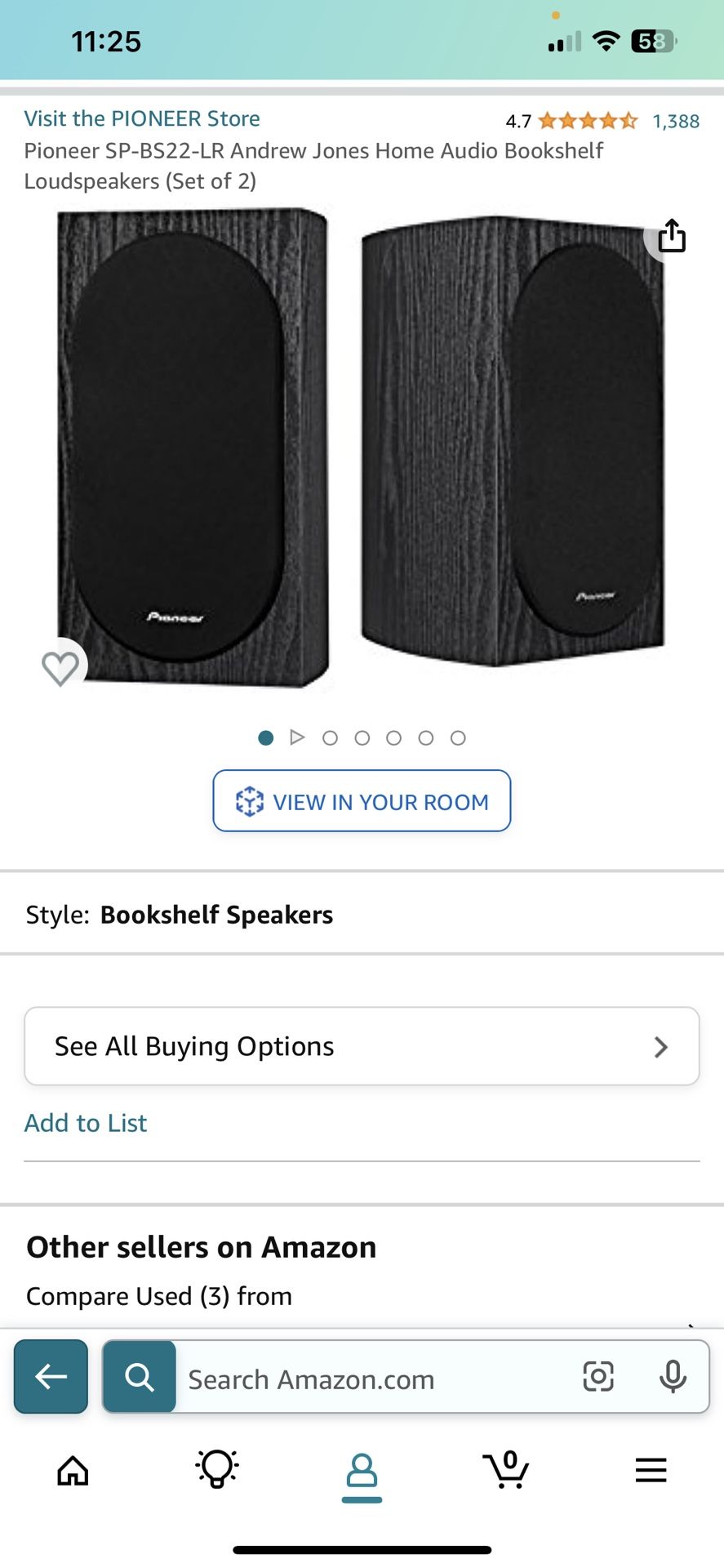 Pioneer SP-BS22-LR Andrew Jones Home Audio Bookshelf Loudspeakers