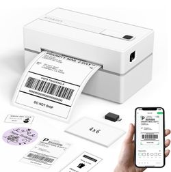 KNAON Bluetooth Thermal Shipping Label Printer, 4x6 Portable Thermal Address Label, White