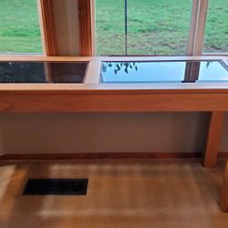 Solid Oak & Glass Sofa Table 
