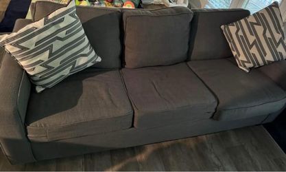 Gray 3-Seat Fabric Sofa.  Sofa cama