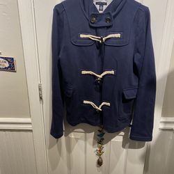 Ladies Size Large Tommy Hilfiger Navy Blue Toggle Coat