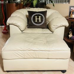 Leather chair + ottoman