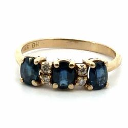 Woman’s Ladies 14k Yellow Gold Blue and White Stone Ring Size 6 GP3112255