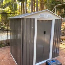 (New in box need assemble) Metal L 4’x W 6.5’ x H 6’ Storage Shed Yard Lawn Garden tools 4x6 storage 