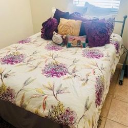 Queen Size Box Spring, Matress, Frame & Headboard