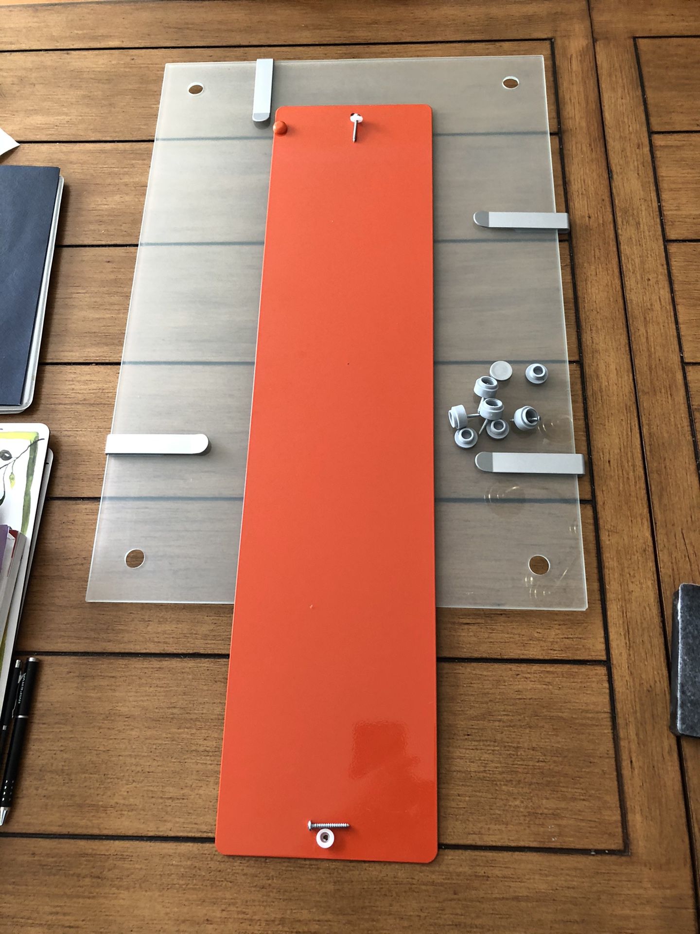 Magnetic board (orange) and glass message board