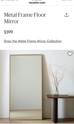West Elm Metal Frame Floor Mirror 30"W x 72"H ANTIQUE BRASS RETAIL $499 TAG ATTACHED SALE