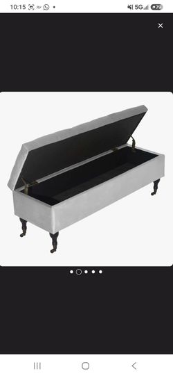 Structurally perfect!! Clean inside and very sturdy!! 40 inches Tuffed Storage  Ottoman Bench on Wheels ( retails around $180)