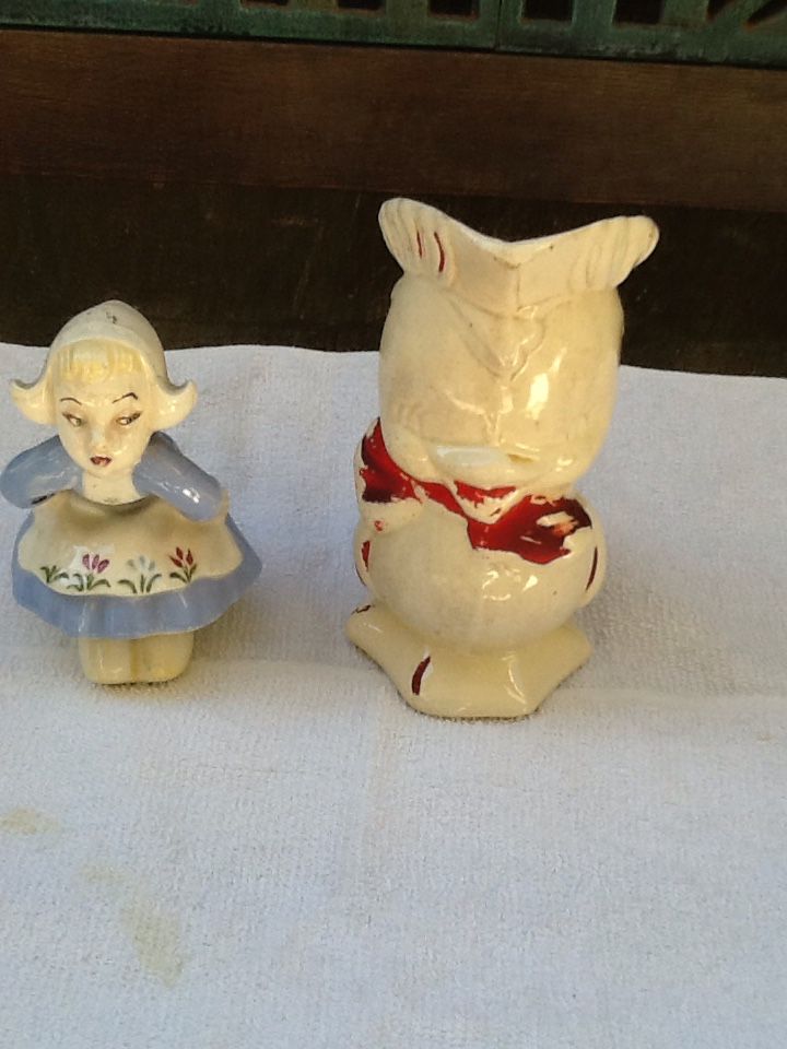 Antique doll figurine and flower vase $15.00 both