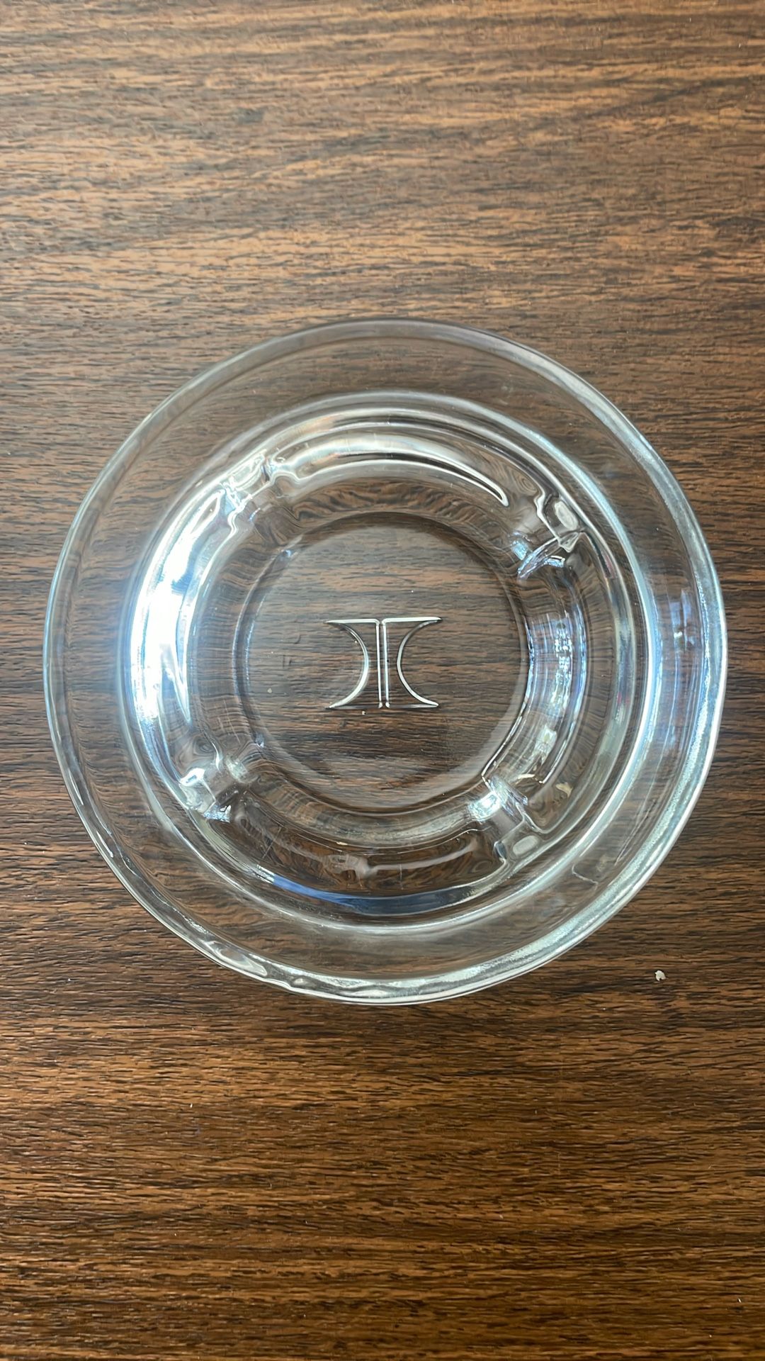 5 In Engraved Crystal Glass Ashtray 