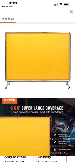 8 ft. x 6 ft. Welding Protection Screen w/Frame Welding Curtain
