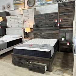 3 Pcs Bedroom Set🛏️ Queen Panel Bed Frame, Dresser and Nightstand, Bundle Deal
