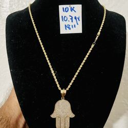10K Yellow Gold Chain And Pendant For Wedding 10.7Gr 18 Inches Long 
