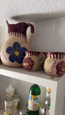 Hand-Painted Ceramic Pitcher and Mug Set
