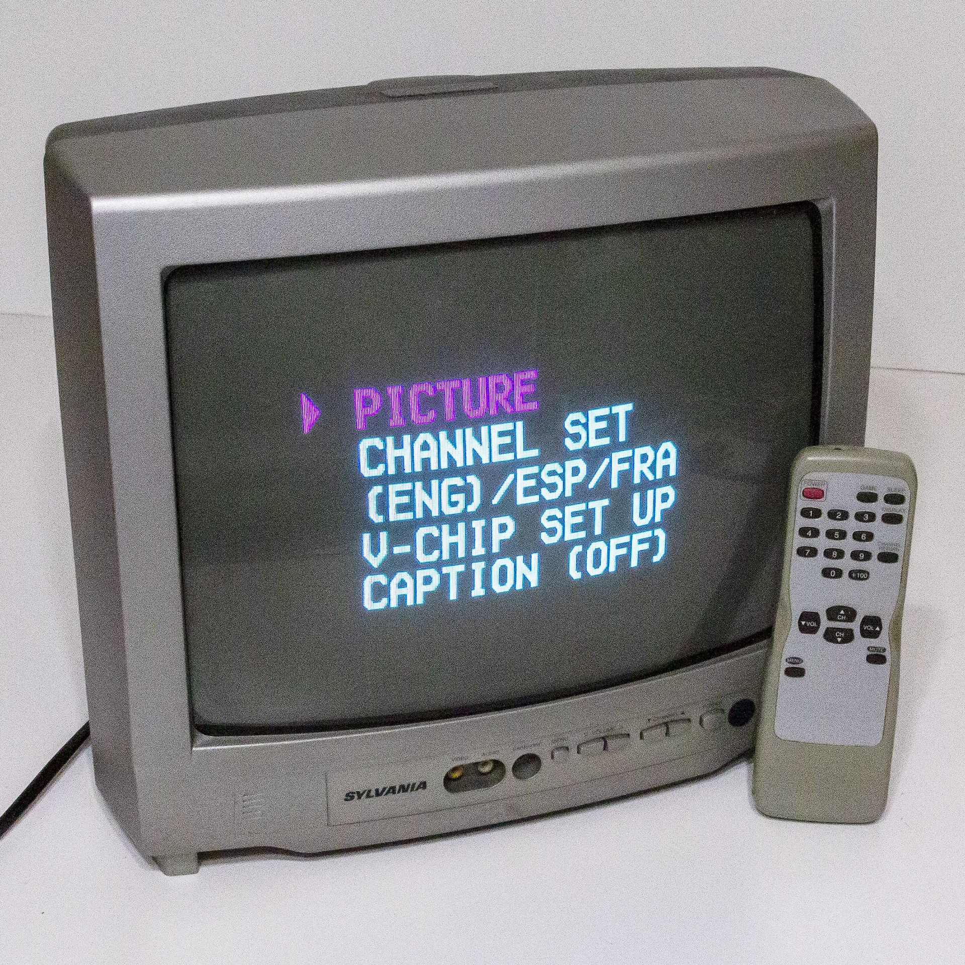 Sylvania 13” CRT TV 6413TEY for Retro Gaming  w/ Remote - Front Inputs